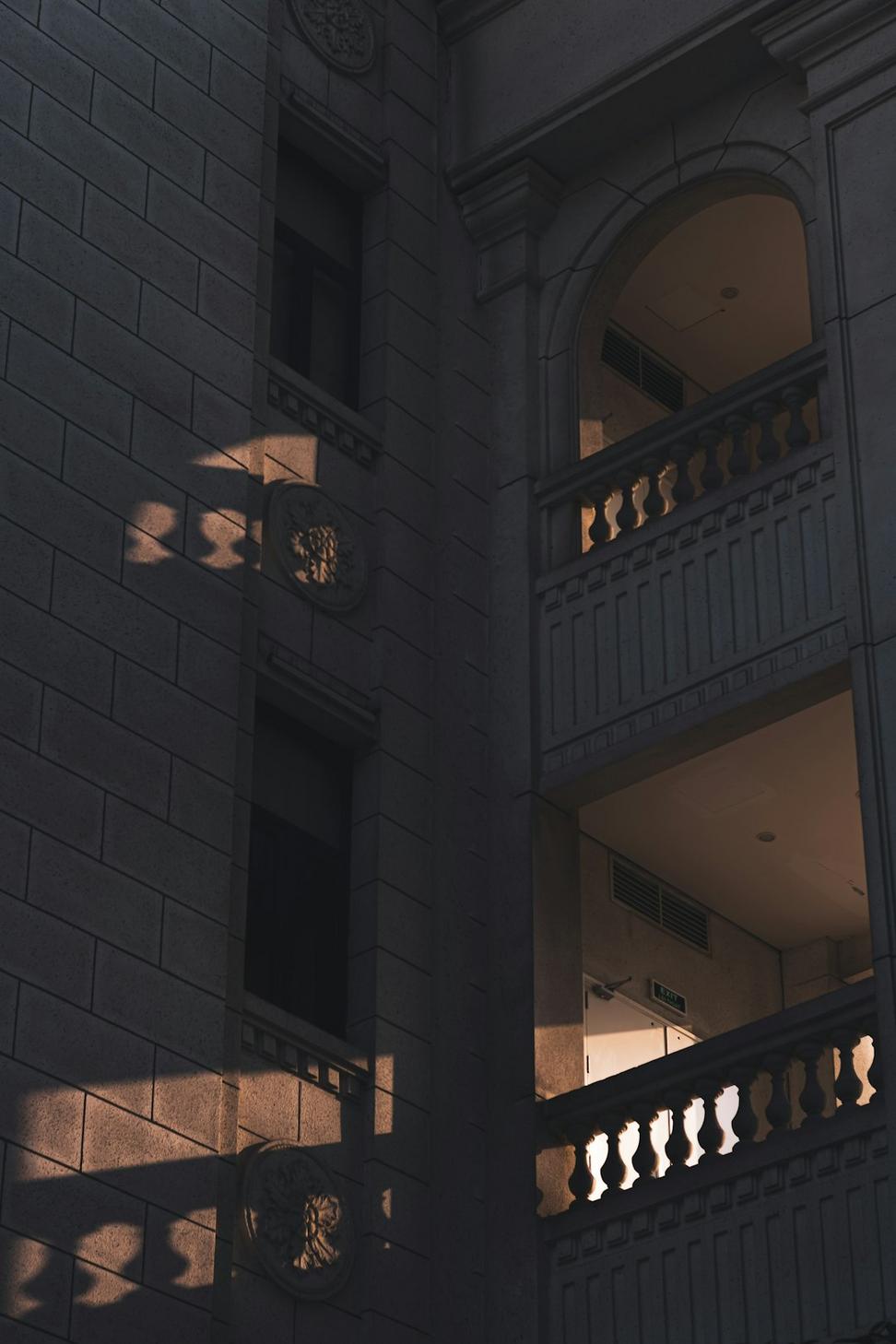Modern architectural design with dramatic shadows